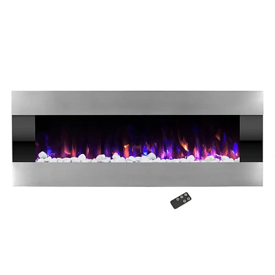 Hastings Home 54" Stainless Steel LED Fireplace
