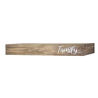 Walnut "Family" Text Engraving Floating Wall Shelf