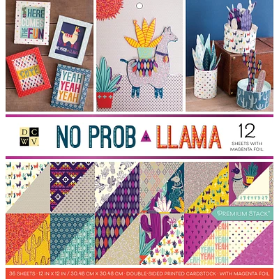 DCWV® No Prob Llama Double-Sided Cardstock Paper Pad, 12" x 12"