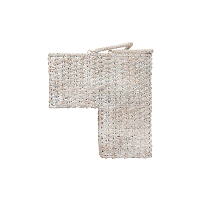 16" Woven & Whitewashed Rope Stair Basket with Handles