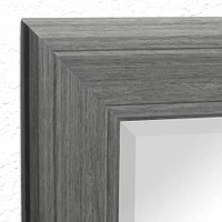 Head West Gray Wood Grain Texture Beveled Edge Bathroom Vanity Mirror