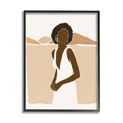 Stupell Industries Woman Standing in Desert Canyon Mountain Landscape Framed Wall Art