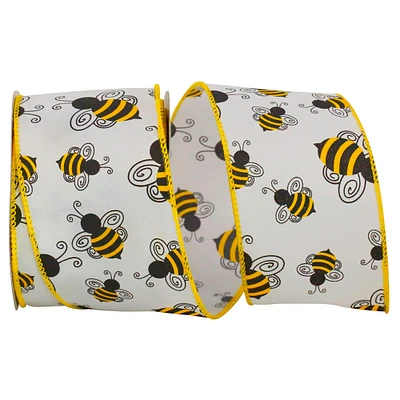 Reliant 2.5" x 10yd. Wired Bumble Bees Ribbon