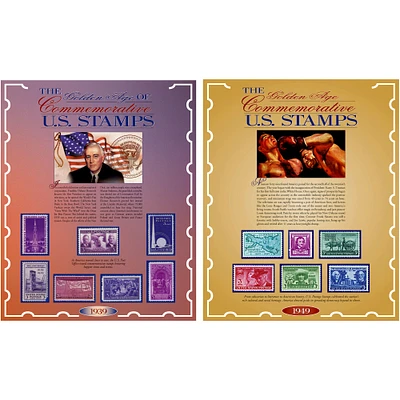 The Golden Age of U.S. Commemorative Stamps from 1939 and 1949 Collection with Display