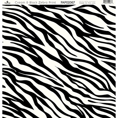 Paper Café Cream & Black Zebra Print 12" x 12" Cardstock, 15 Sheets