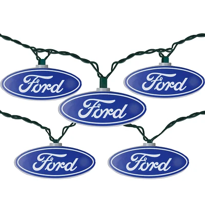 10ct. Blue & White Ford Logo Novelty String Lights