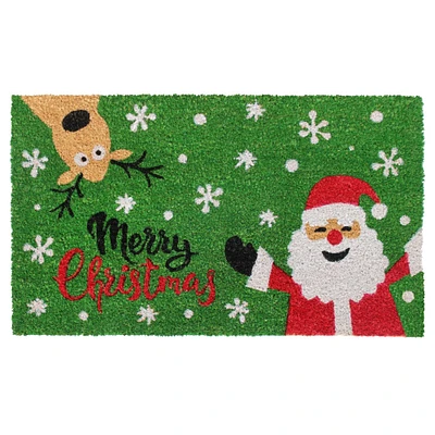 RugSmith Multi Machine Tufted Santa Merry Christmas Doormat, 18'' x 30''