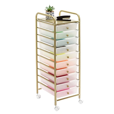 Honey Can Do 10-Drawer Gold Rolling Storage Cart