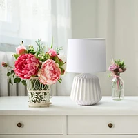 Simple Designs 11.3" Petite Off White Pleated Base Table Lamp