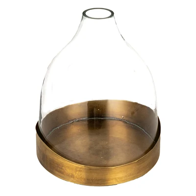 Hello Honey® 10" Clear & Antique Sophisticated Glass Cloche with Metal Tray