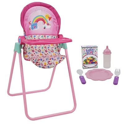 509 Crew Baby Alive Pink and Rainbow Doll Highchair Set