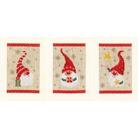 Vervaco Christmas Gnomes On Aida Counted Cross Stitch Greeting Card Kit