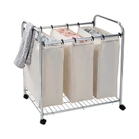 Organize It All 3 Section Laundry Sorter Basket on Wheels