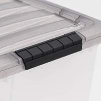 IRIS® Stack & Pull™ Clear Storage Box with Gray Lid