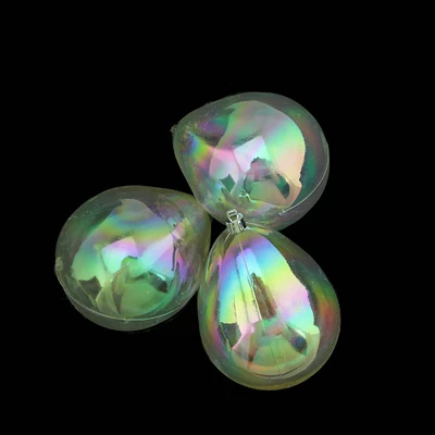 3ct. 4.75" Clear Shatterproof Iridescent Christmas Teardrop Ornaments