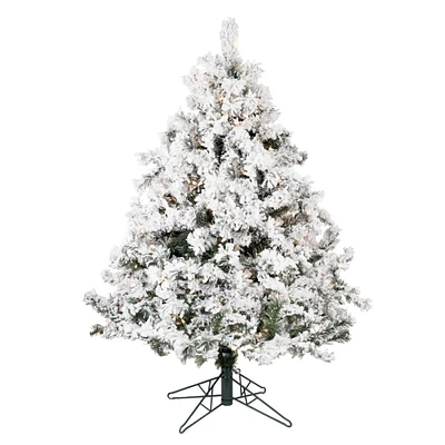 4.5ft. Pre-Lit Flocked Alaskan Pine Artificial Christmas Tree, Clear Lights