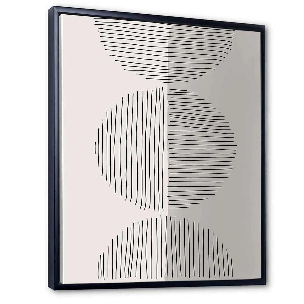 Designart - Minimal Geometric Lines And Circle VII - Modern Canvas Wall Art Print in Black Frame