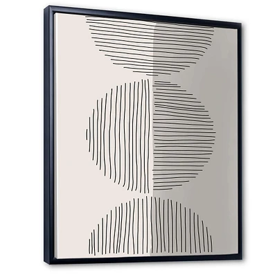 Designart - Minimal Geometric Lines And Circle VII - Modern Canvas Wall Art Print in Black Frame