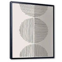 Designart - Minimal Geometric Lines And Circle VII - Modern Canvas Wall Art Print in Black Frame