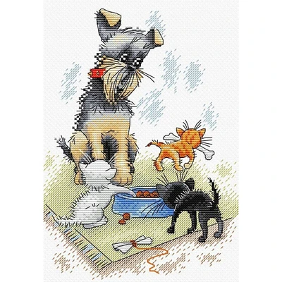 MP Studia Dog & Puppies Cross Stitch Kit