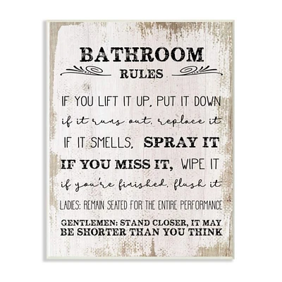 Stupell Industries Bathroom Rules Wood Wall Plaque