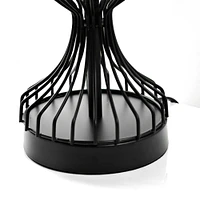 24" Black Cage Metal Table Lamp with Drum Shade