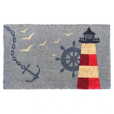 RugSmith Multicolor Lighthouse Machine Tufted Doormat