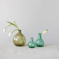 6" Teal Hand Blown Glass Vase