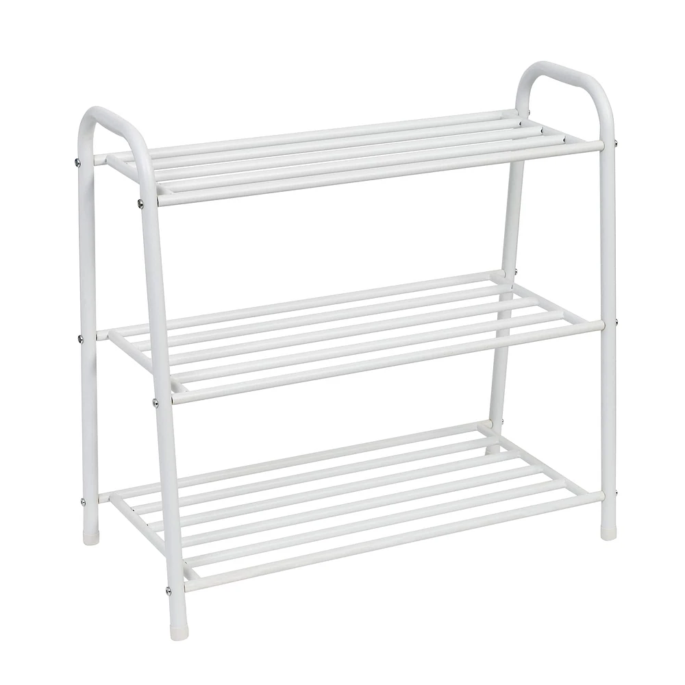 Honey Can Do Matte White 3-Shelf Steel Shoe Rack