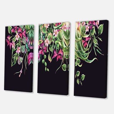 Designart - Floral Tropical Leaves Om Black