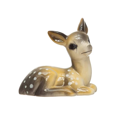 4" Brown & White Decorative Stoneware Fawn Figurine