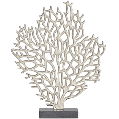 17" Silver Aluminum Coastal Coral Sculpture