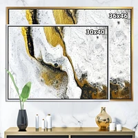 Designart - Gold and Black on White Acrylic Marble