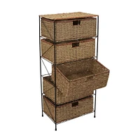 Household Essentials 5 Drawer Seagrass Wicker Storage Unit