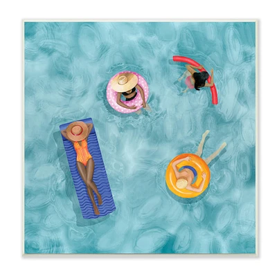 Stupell Industries Group of People Lounging In Water Pool Toys,12" x 12"