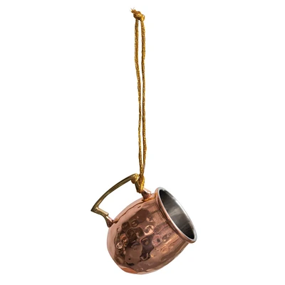 2.5" Copper Finish Hammered Stainless Steel Mule Mug Ornament