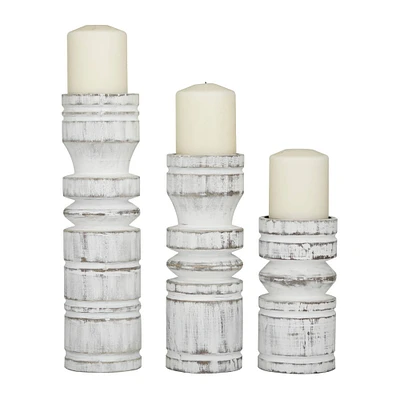 White Coastal Candle Holder Set