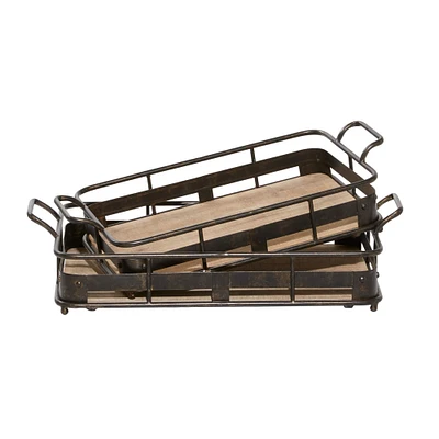 Brown Metal Industrial Tray Set