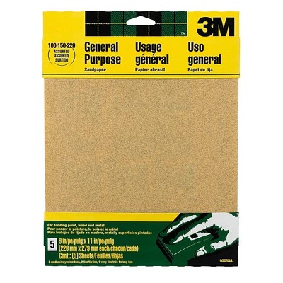 20 Packs: 5 ct. (100 total) 3M® Assorted General Purpose Sandpaper
