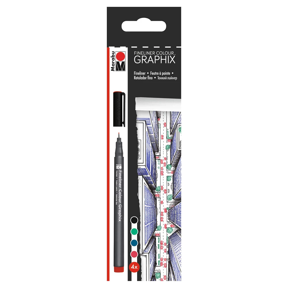 Marabu Graphix Skyline 4 Color Fineliner Set