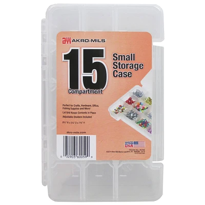Akro-Mils 8.5" x 5" Clear Large Craft Storage Case, 15 Compartments