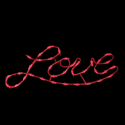 17" Lighted Red Love Script Window Silhouette Decoration