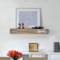 Walnut "Family" Text Engraving Floating Wall Shelf