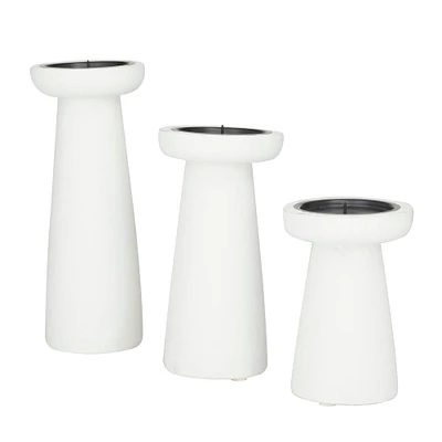 CosmoLiving by Cosmopolitan White Modern Candle Holder Set