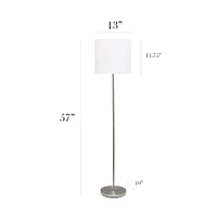 Simple Designs 57" Brushed Nickel Drum Shade Floor Lamp