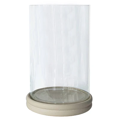 Ceramic Base Glass Hurricane Lantern by Ashland