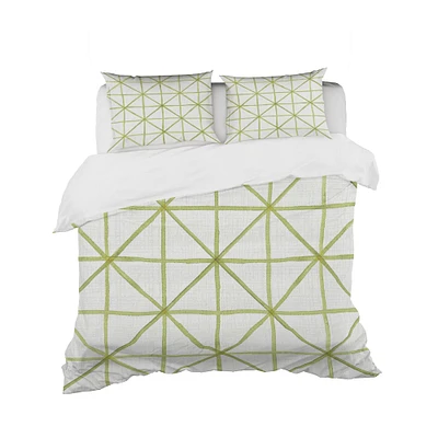 Designart 'geometric Green Triangle II' Geometric Bedding Set - Duvet Cover & Shams