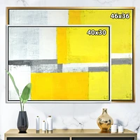 Designart - Grey and Yellow Blue Abstract VIII - Modern Framed Canvas Wall Art Print