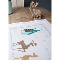 Vervaco Norwegian Wild Reindeer Stamped Table Runner Cross Stitch Kit