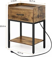 NEX™ 2 Layer Bedside End Table with Drawer & USB Ports